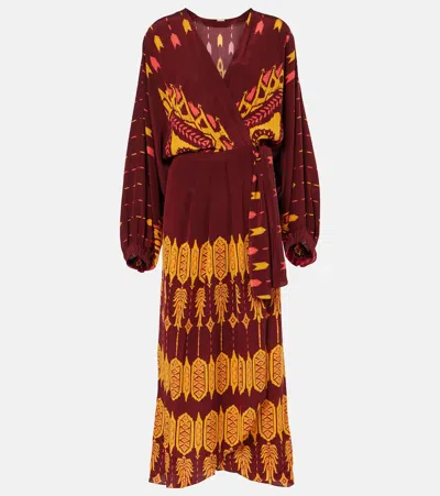 Johanna Ortiz Printed Silk Wrap Dress In Multicoloured