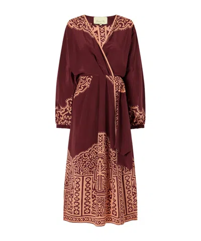 Johanna Ortiz Heatborne Printed Silk Wrap Maxi Dress In Brown