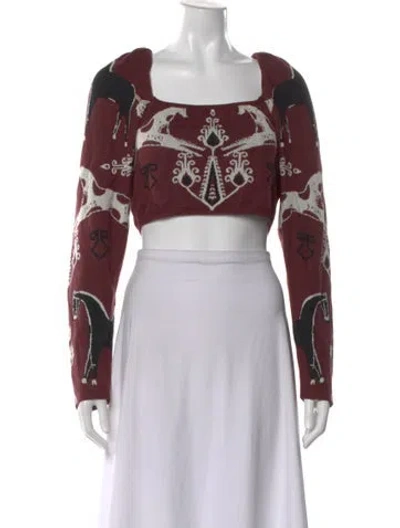 Pre-owned Johanna Ortiz Printed Square Neckline Sweater In Multi