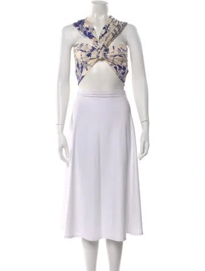Pre-owned Johanna Ortiz Printed Strapless Crop Top In Neutral