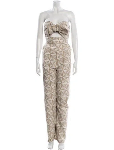 Pre-owned Johanna Ortiz Printed Strapless Jumpsuit In Neutral