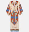 Johanna Ortiz Sailing Flags Ankle Dress Ayahuasca/ecru/blue/orange/brown In Orabrown