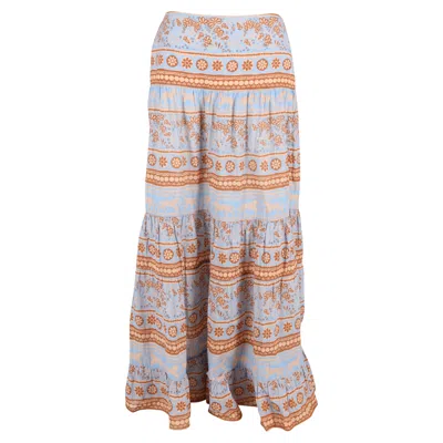 Johanna Ortiz Printed Tiered Maxi Skirt In Multicolor Cotton