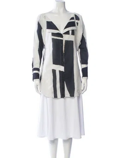 Pre-owned Johanna Ortiz Printed V-neck Blouse In Neutral