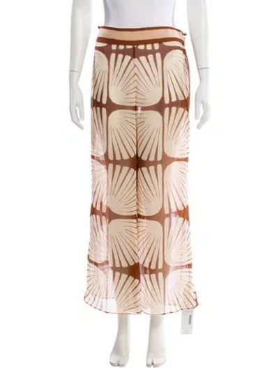 Pre-owned Johanna Ortiz Printed Wide Leg Pants In Brown