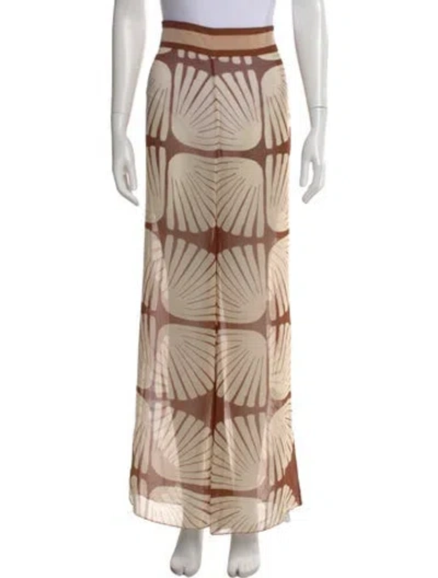 Pre-owned Johanna Ortiz Printed Wide Leg Pants In Brown