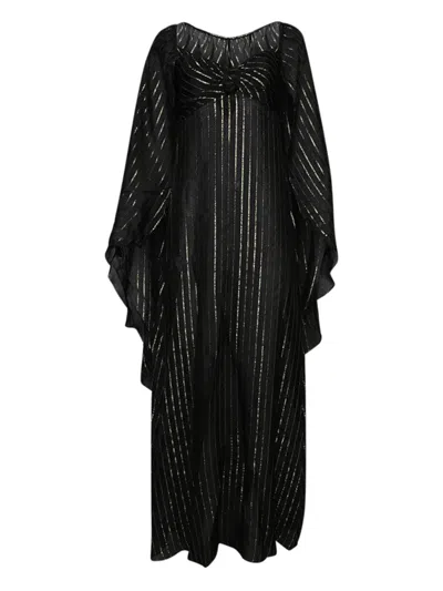 Johanna Ortiz Promise Of Splendor Metallic-striped Maxi Dress In Black