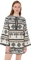 Johanna Ortiz Quetzalcalt Temple Mini Dress Ecru/black
