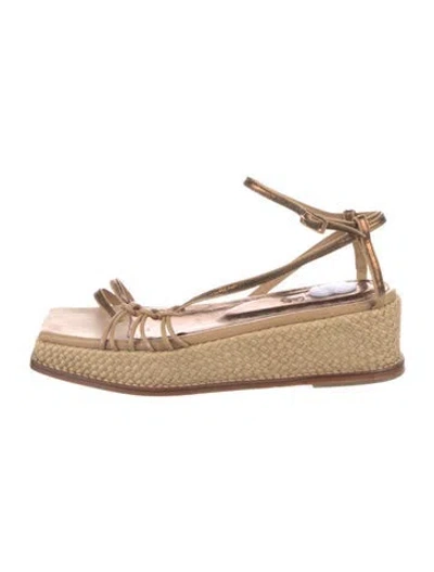 Pre-owned Johanna Ortiz Raffia Espadrilles In Neutral