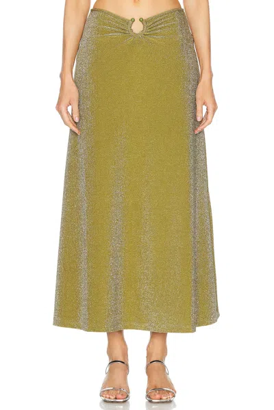 Johanna Ortiz Rainstorm Glittered Maxi Skirt In Green