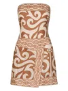 Johanna Ortiz Raíz Ritua Strapless Linen Mini Dress In Brown