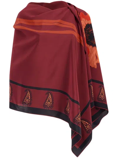 Johanna Ortiz Rapsodia De Amapola Shawl In Red