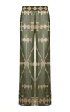 Johanna Ortiz Rapsodia Georgette Wide-leg Pants In Green