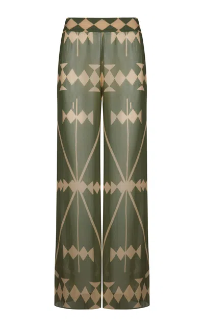 Johanna Ortiz Rapsodia Georgette Wide-leg Pants In Green