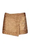 Johanna Ortiz Re-emerged Sequined Mini Skirt In Gold