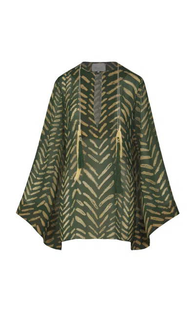 Johanna Ortiz Refugio De Sol Printed Tunic Mini Dress In Green