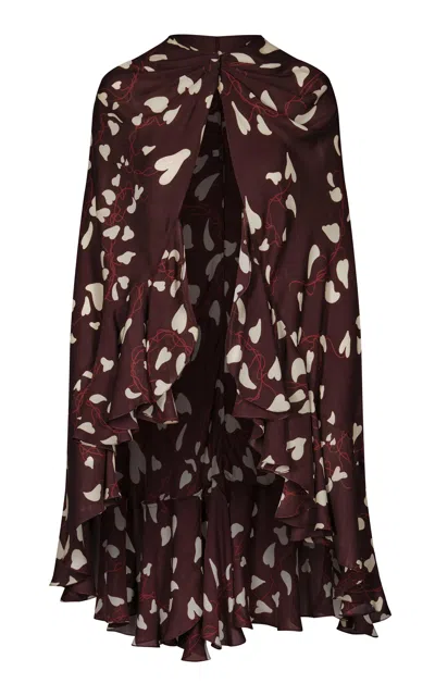 Johanna Ortiz Reinterpretation Silk Cape In Brown