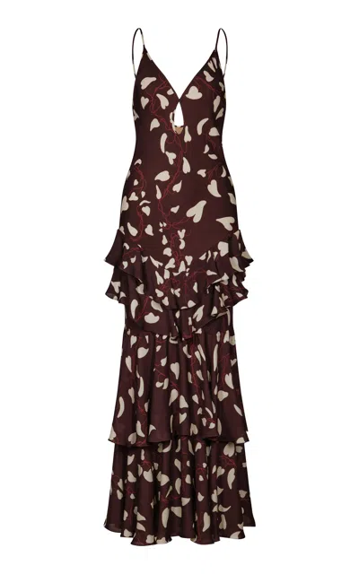 Johanna Ortiz Reinterpretation Silk Maxi Dress In Brown