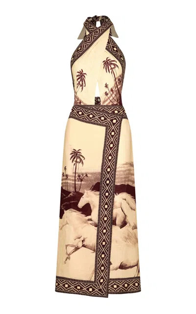 Johanna Ortiz Reinventing Linen Maxi Dress In Animal Print