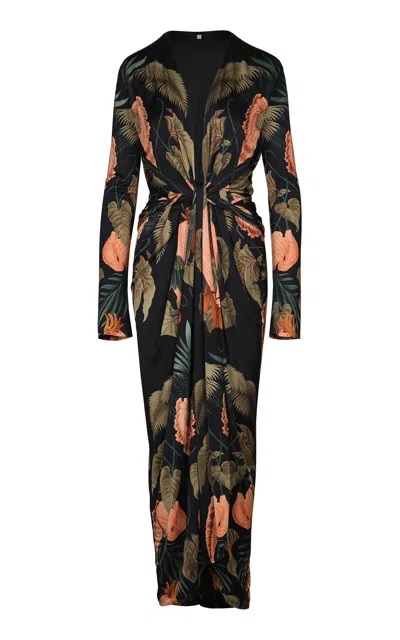Johanna Ortiz Reinvention Oasis Printed Midi Dress In Gray