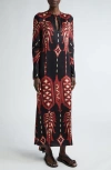 Johanna Ortiz Relics Of Wisdom Printed Maxi Dress In Apacheria Black-marsala-ecru