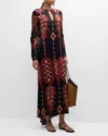 Johanna Ortiz Relics Of Wisdom Printed Maxi Dress In Apacheria Black Marsala Ecru