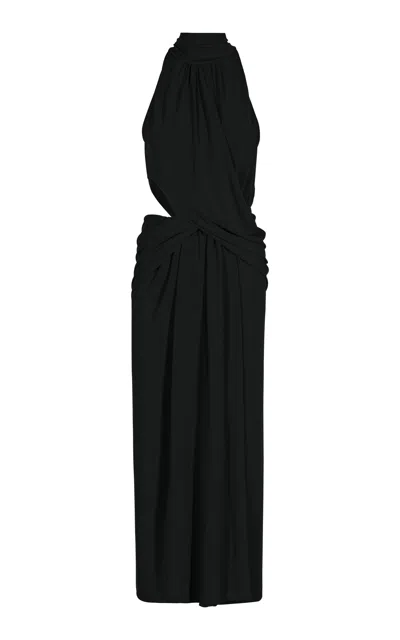Johanna Ortiz Retro Draped Maxi Dress In Black
