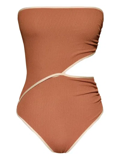 Johanna Ortiz Revealing Crinkled Swimsuit In Brown