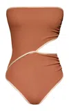 Johanna Ortiz Revealing Cutout One-piece Swimsuit In Brown