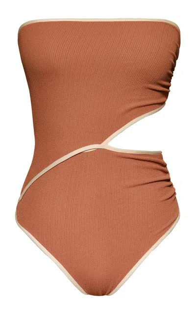 Johanna Ortiz Revealing Cutout One-piece Swimsuit In Brown