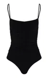 Johanna Ortiz Revivial Ruched Jersey Bodysuit In Black