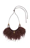Johanna Ortiz Rhythmic Talisman Feather Necklace In Brown