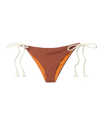 Johanna Ortiz Rímac Tasseled Ruched Bikini Briefs In Brown