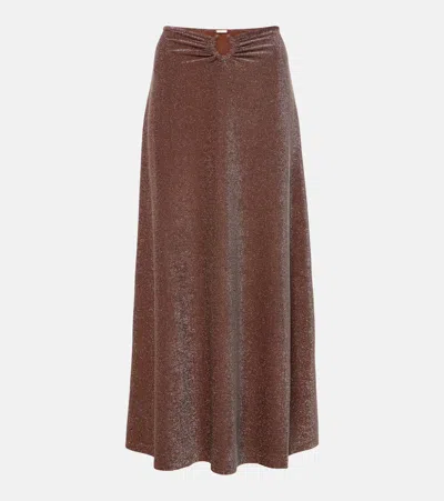 Johanna Ortiz Ring-detail Embellished Maxi Skirt In Brown