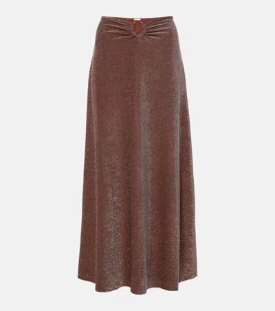Johanna Ortiz Nuevo Destino Embellished Recycled Stretch-lurex Midi Skirt In Green
