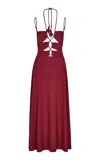 Johanna Ortiz Rio Andaluz Lace-up Cutout Jersey Midi Dress In Burgundy