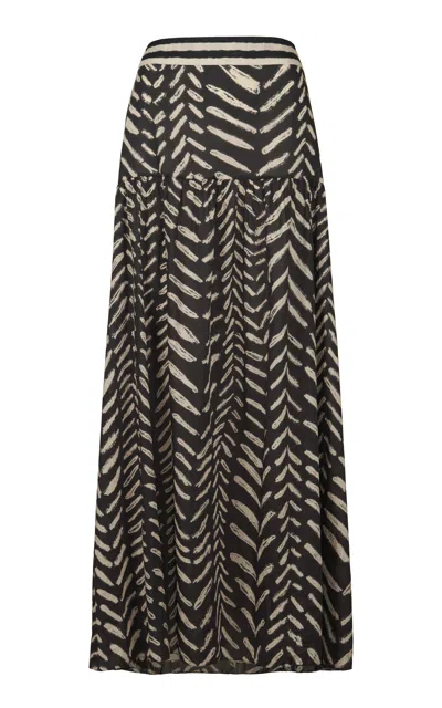 Johanna Ortiz Rituales Printed Cotton-linen Maxi Skirt In Black