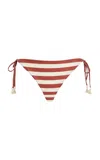Johanna Ortiz Riverside Ring-detailed High-waisted Bikini Bottom In Stripe