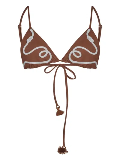 JOHANNA ORTIZ ROPE-EMBROIDERED BIKINI TOP