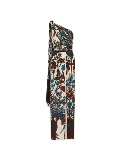 Johanna Ortiz Royal Garden One-shoulder Drape Maxi Dress In Multi