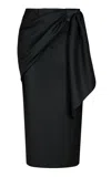 Johanna Ortiz Rugged Fusion Wool Midi Skirt In Black