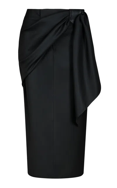 Johanna Ortiz Rugged Fusion Wool Midi Skirt In Black