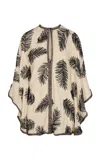 Johanna Ortiz Rumbo Al Viento Beaded Silk Mini Tunic Dress In Black,white