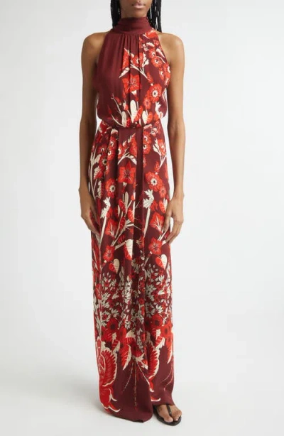 Johanna Ortiz Sacred Currents Floral Print Maxi Dress In Brown