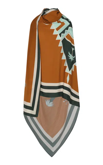Johanna Ortiz Sacred Equestrian Silk-blend Shawl In Orange
