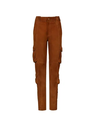 Johanna Ortiz Safari Cartography Suede Cargo Pants In Brown