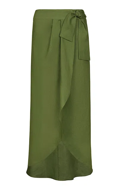 Johanna Ortiz Safari Wrap-front Linen Maxi Skirt In Brown