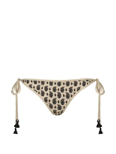 Johanna Ortiz Sagrado Paisley-print Bikini Bottoms In Neutral