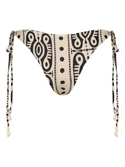 Johanna Ortiz Sagrado Bikini Bottom In Ecru Black In Neutral