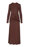 Johanna Ortiz Sail Shade Twisted Midi Dress In Brown